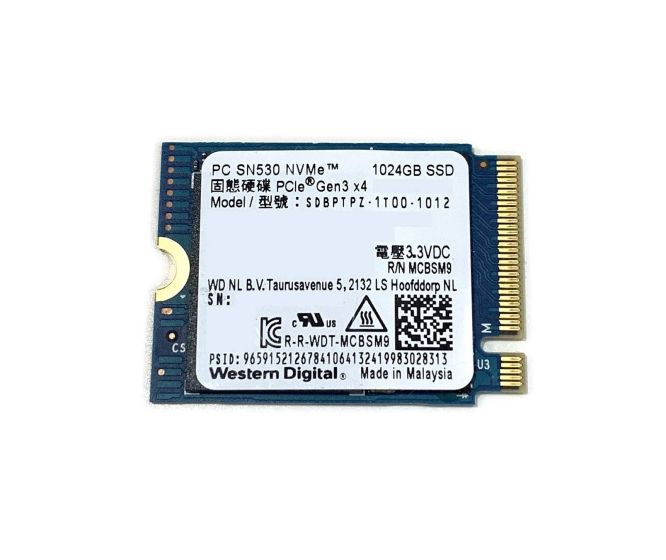 Western Digital SDBPTPZ-1T00 PC SN530 1TB PCI-Express 3.0 x4 NVMe (v1.4) 3D-NAND TLC M.2 2230 Solid State Drive (SSD)
