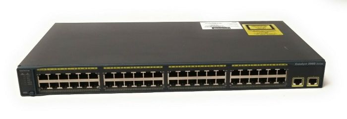 Cisco WS-C2960-48TT-L Catalyst 2960 Series 48-Ports 10/100/1000BASE-T Ethernet Layer 2 Rack-mountable Managed Network Switch with 2-Ports Fast Ethernet